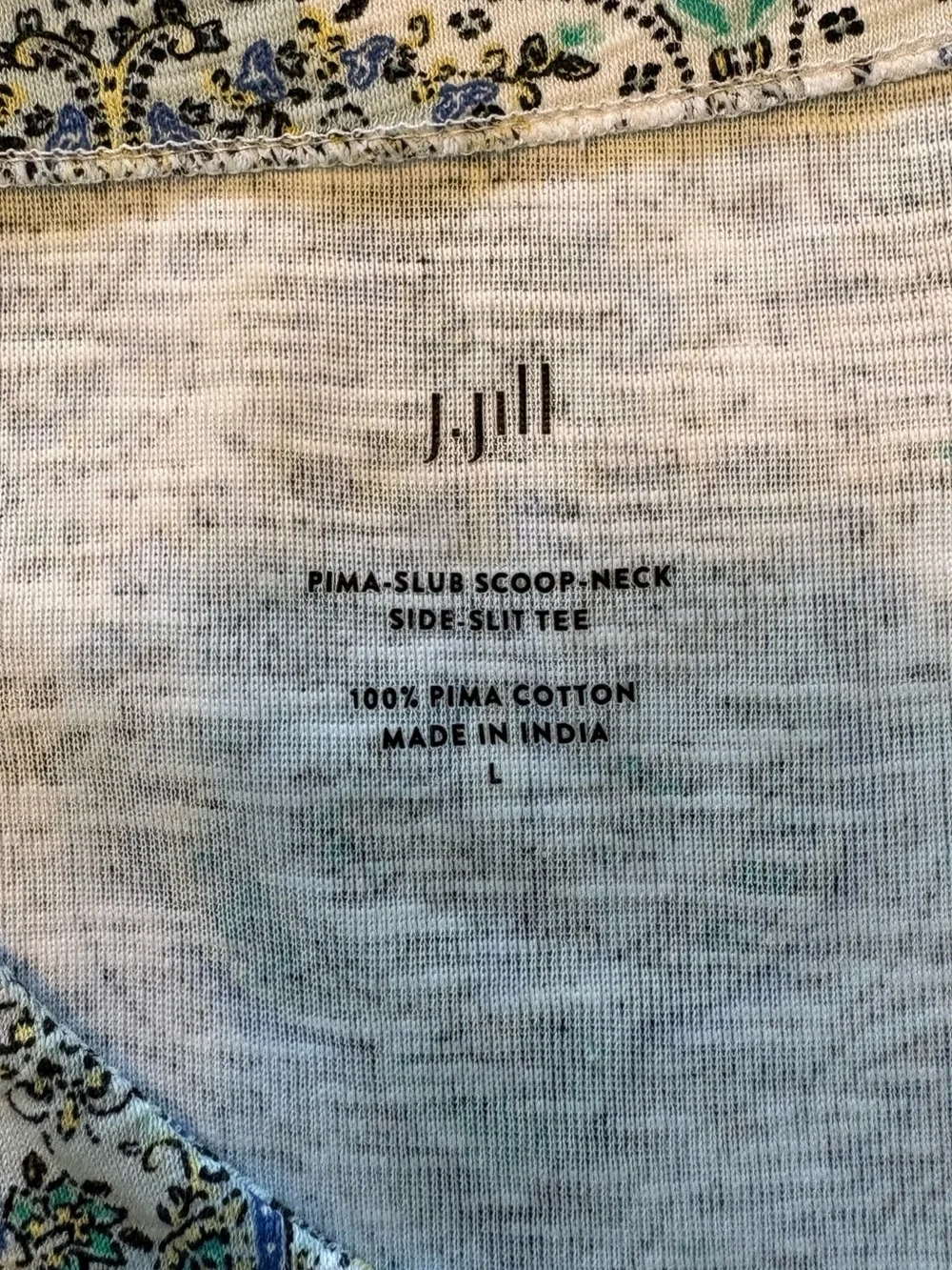 J. Jill Pima Slub Scoop Neck Side Slit Tee Size Large - Picture 2 of 9